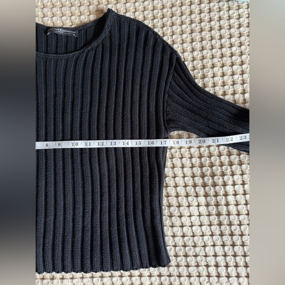 Peruvian Connection Rowe Ribbed Pullover Black Pima Cotton Sweater XS - Picture 6 of 8